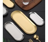 1 Uds. Plato de comedor dorado de acero inoxidable, plato de postre, nuez, bandeja para pastel de frutas, plato de cocina para refrigerios, plato de cocina para carne occidental, plato MYY 18*8.5cm plata