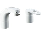 Grifo mezclador monomando extraíble con manguera LIXIL INAX para zonas frías, grifo de ducha para lavabo, grifo mezclador, ahorro de agua y energía. blanco