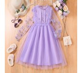 Vestido de moda para niñas, vestido de verano, vestido floral dulce para niñas, vestido de princesa 130cm lavanda