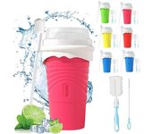 Vaso para granizados con tapa y cepillo, vaso portátil para batidos, leche, jugos y helados, innovador fabricante de batidos. B