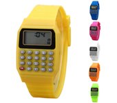 Reloj de pulsera cuadrado Digital para niños, Mini calculadora portátil, herramienta de examen, regalo para niños blanco
