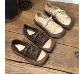 Zapatos de cuero retro hechos a mano con cordones, cómodos, informales, de piel de vaca, para mujer, zapatillas de deporte para mujer, zapatos gruesos 35 marrón oscuro