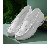 Zapatos de plataforma con cuña para mujer, zapatillas de deporte cómodas, transpirables, a la moda, sin cordones, informales, suaves, para enfermera y trabajo 35 blanco