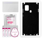apgo Protective Skin Sticker for the back+sides compatible with Samsung Galaxy A21s, Full Wrap Film, Foil, Vinyl - Pattern Matte Black
