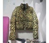Nueva chaqueta holgada acolchada con estampado de leopardo y cálida de invierno para mujer, chaqueta de algodón para mujer M blanco
