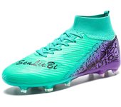 Botas de fútbol de caña alta para hombre, de gran tamaño, con clavos largos, de cuero, para niños, botas de fútbol antideslizantes con clavos para niños 33 naranja/blanco