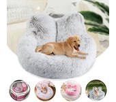 Nido para mascotas de pelo largo, cálido nido de invierno con miel para gatos, nido de peluche para perros y gatos, nido con respaldo para mascotas, cama antideslizante para perros S 40cm