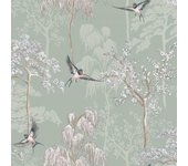 Fondo de pantalla de jardín japonés de World Of Wallpaper 10m x 53cm verde azulado