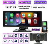 Radio estéreo con pantalla táctil de 10,26 pulgadas, reproductor MP5, Carplay inalámbrico, Android Auto, BT Mirrorlink, cámara de tablero con cámara