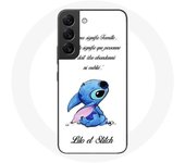 Coque pour Samsung Galaxy S21 FE Lilo et Stitch Ohana Citation Blanc