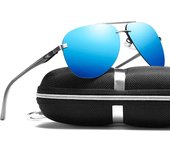 XaYbZc Gafas de sol polarizadas para hombres, gafas de sol de diseño de marca para hombres, gafas de sol con lentes de espejo de pierna de aluminio para hombres/mujeres As Picture
