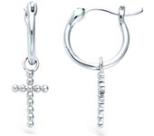 Les Trésors De Lily [R1530] - Créoles Argent 'Croix' argenté (rhodié) - 12 mm- 10x6 mm plata
