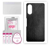 Adhesivo protector de piel para la parte trasera compatible con Xiaomi POCO F3 GT, película envolvente, lámina, vinilo - Patrón de cuero negro