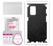 apgo Protective Skin Sticker for the back+sides compatible with Oppo A54 (2021), Full Wrap Film, Foil, Vinyl - Pattern Black Honeycomb