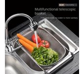 Rejilla ajustable de acero inoxidable para fregadero - 1 colador multifuncional, cesta para lavar verduras, cesta para escurrir frutas y cesta coladora S blanco