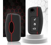 Funda plegable de silicona para llave de coche, accesorio para llavero, compatible con Ford Focus 2, 3, Ecosport, C-Max, S-Max, Ka, Mondeo, Kuga, Galaxy, Fiesta rojo