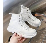 Zapatos de lona con cordones y plataforma alta para mujer, zapatillas informales cómodas con aumento de altura y cadena de rosas 40