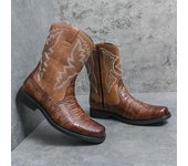 Botas Chelsea con estampado de cocodrilo para hombre, botas altas estilo retro para motocicleta, zapatos casuales de cuero, recién llegados, zapatos formales de negocios para hombre 38 negro