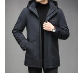 Chaqueta de invierno nueva con forro extraíble y grueso para hombre, chaqueta de plumón con capucha de negocios, estilo mediano y largo para hombre M
