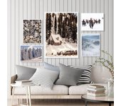 Póster de decoración navideña para el hogar, cuadros de bisontes de granja de invierno, cuadro de pino, arte de pared escandinavo, pintura en lienzo, decoración para sala de estar 21x30cm No Framed