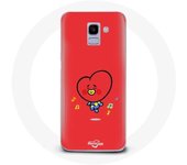Coque pour Samsung Galaxy A8 2018 BTS Bangtan Garçons BT21 TATA V Fond Rouge