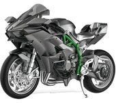 Modelo de motocicleta de aleación H2R versión de ensamblaje a escala 1/12, modelos fundidos a presión y juguetes de metal, juguetes con sonido y luz, artículos de colección para niños 1/24-Size:17*9.8*6.5cm negro