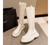 Botas de mujer por encima de la rodilla, zapatos de mujer, botas, zuecos de mujer, plataforma, cremallera, calzado de invierno, tacón plano, punta redonda, por encima de la rodilla, para mujer 35