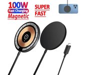 Cargador inalámbrico magnético de 100 W, base de carga rápida por inducción Macsafe PD para iPhone 15, 14, 13, Samsung y Xiaomi