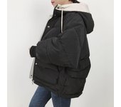 Chaqueta de algodón con carácter para mujer, Chaqueta corta holgada de plumón francés, Parka acolchada con capucha, moda Otoño Invierno S amarillo