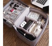 Bolsa de almacenamiento Digital de viaje Cable USB línea de datos organizador de auriculares bolsa de nailon impermeable azul