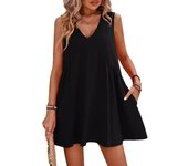 Vestido de verano para mujer, informal, con escote en V, sin mangas, chaleco, vestidos holgados S albaricoque