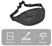 Riñonera de gran capacidad, impermeable, multifuncional, para hombre y mujer negro