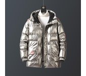 Chaqueta acolchada de algodón de talla grande 8xl para invierno, chaqueta acolchada de algodón brillante informal, chaqueta con capucha para hombre L negro