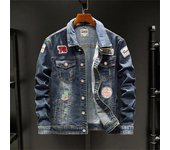 Caliente 2023 chaqueta de talla grande para hombre chaquetas de mezclilla a la moda pantalones vaqueros para hombre prendas de vestir de algodón abrigo de manga larga ropa masculina Tops talla S-5Xl L azul oscuro