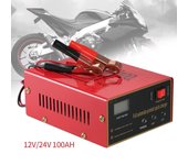 Cargador de pulso automático batería de coche 12V 24V reparación inteligente motocicleta EU Plug rojo