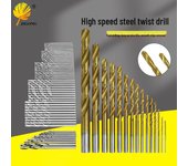 50 brocas helicoidales de acero de alta velocidad con revestimiento de titanio, vástago recto y redondo, 1,0-3,0 mm