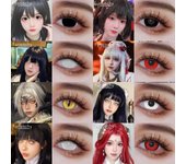 FUNSACHY 1 par de lentes de contacto de colores para Halloween, lentes de contacto de malla blanca para cosplay de anime, lentes de contacto de colores para fiestas