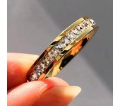 Anillo bohemio de piedra CZ de cristal para mujer, anillos de boda Vintage de acero inoxidable para mujer, anillo de compromiso de Color dorado, joyería 5&No Engrave