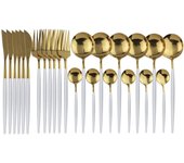24 unids/set vajilla colorida juego de cubiertos de acero inoxidable espejo de cocina vajilla dorada juego de cuchillo tenedor cuchara para cenas plata