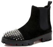 Botas Chelsea para hombre, botas altas de cuero con remaches, capa superior de piel de vaca, botas Punk de otoño e invierno, botas de cuero esmerilado para hombre 37