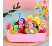 Mini letrero de granja de animales, tenedor de fruta de resina, palillo de dientes, decoración de vajilla de almuerzo Bento para niños
