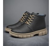 Zapatos de diseñador para hombre, botas de moto con cordones, zapatos de cuero genuino para hombre, botas de nieve de felpa de invierno para hombre, herramientas de moda, talla grande 37-47 37