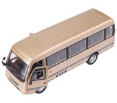1/32 Toyota Coaster - Autobús de aleación de metal fundido a presión, modelo de coche de pasajeros, vehículo de colección, simulación, sonido y luz, juguete para niños, regalo blanco