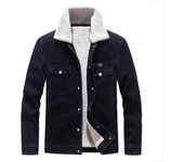 Chaqueta acolchada para hombre, chaqueta acolchada térmica de lana Polar de pana vaquera M