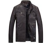 Chaqueta de cuero de invierno para hombres vellón impermeable Chaqueta de cuero masculino cálido Abrigos de alta calidad Motocicletas M negro