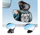 Espejo retrovisor interior de coche, espejo de seguridad de gran angular para tablero, parabrisas, placa de visera solar, espejo auxiliar para observar a bebés, giratorio 360°, ajustable Mirror With Clip