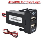 Cargador de coche con puerto USB dual para TOYOTA 40*20mm 12V 2.1A Adaptador de carga rápida Adaptador de corriente automático para teléfono móvil Carga rápida