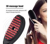 Cepillo de pelo eléctrico Luz roja azul Fototerapia Recargable Promueve el crecimiento del cabello Masaje vibratorio de mano para el cuero cabelludo Hombres Mujeres Peine para desenredar el cabello negro