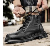 Botas de motocross de marca de moda para hombre, hechas a mano, cómodas, de caña alta, para exteriores, para invierno, 2024 38 negro