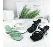 Zapatillas de tacón alto de 8,5 cm de verano para mujer, zapatillas con tacones de bloque de cristal transparente, zapatos cómodos sin cordones verdes para fiesta fetiche para mujer 36 verde